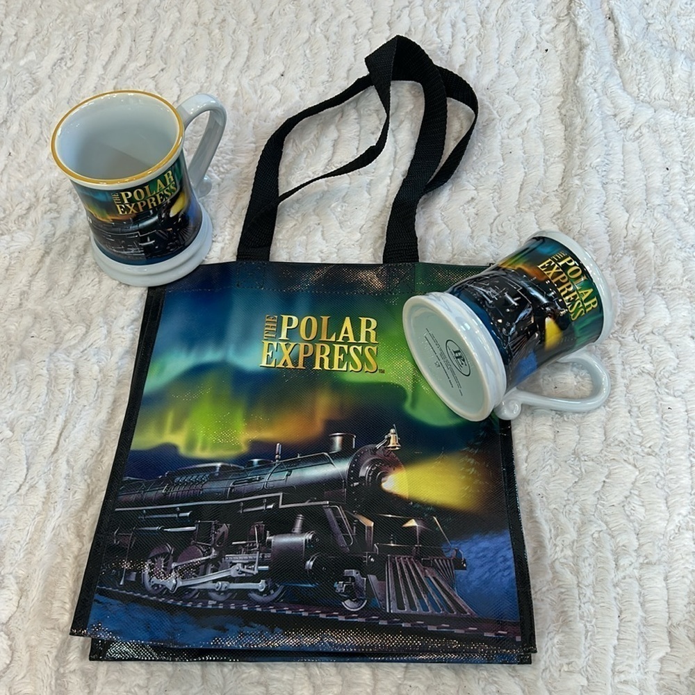 Brand new Polar express tote bag and hot cocoa mug two pack bundle